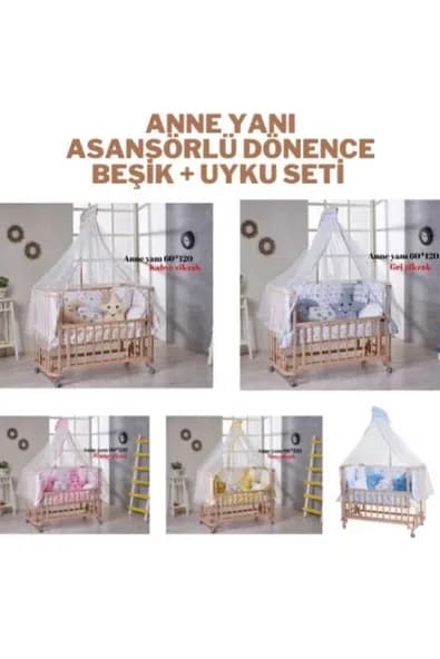 TURHANBEBE 20 Parça Bebek Çeyiz Seti Bebek Arabası Puset Beşik Ana Kucağı Bebek Bakım Çantası 7'Li Tekstil Seti Mor