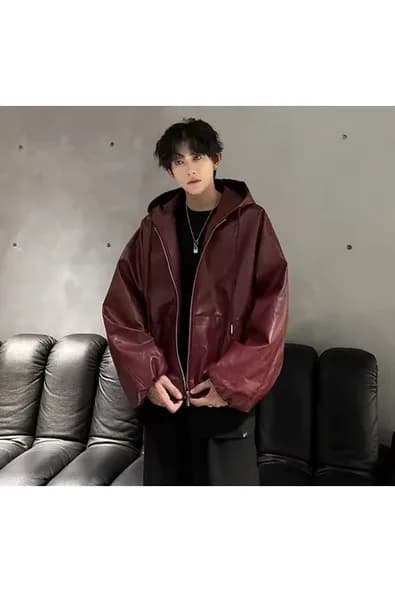 Ultra ovarsize hakiki deri unisex hip hop mont