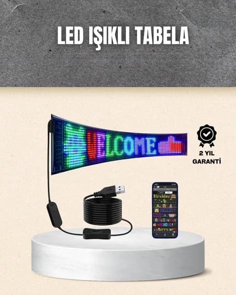 Rgb Kayar Yazılı Led Reklam Ekranı – Usb Bağlantılı Esnek Tasarım