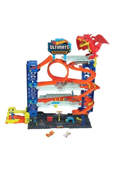 HOT WHEELS Yeni Ultimate Garaj 2 Metal Araba ve 50'den Fazla Arabalık Otopark İçeren Set HKX48