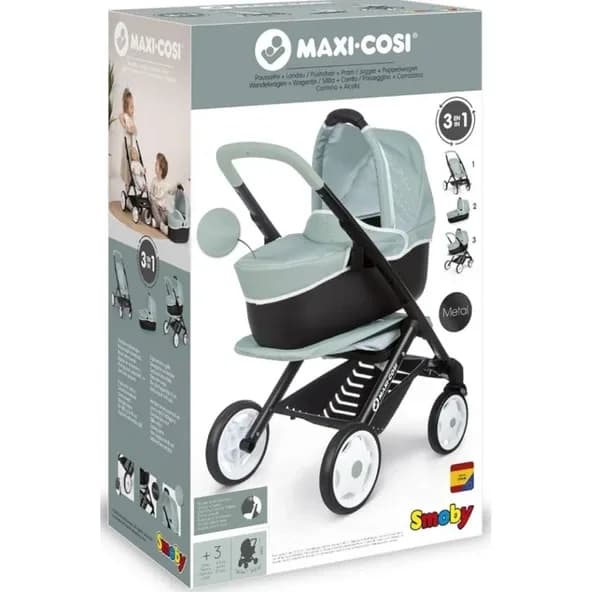 Mey İthalat®  Smoby Maxi-Cosi 3'ü 1 Arada Oyuncak Bebek Arabası OYUNCAKTIR