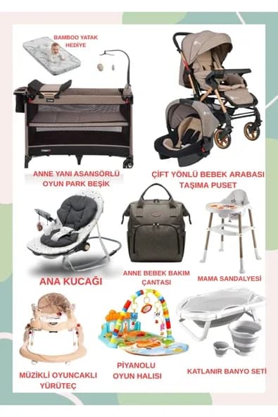 TURHANBEBE BEBEĞİNİZİN TÜM İHTİYAÇLARI LÜX BEBEK ÇEYİZ SETİ KAÇIRILMAYCAK FIRSAT Kahverengi