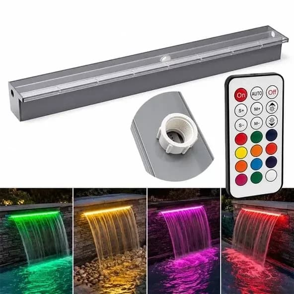 Pm-37796 Havuz Bahçe Şelale Başlığı 150Cm Rgb Led'Li Uzaktan Kontrollü