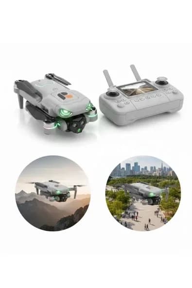 SAYARMARKT Ekranlı Kumandalı Akıllı Drone & 4K Sarsıntısız Gimbal Kamera ve Kablosuz Mikrofon İçerik Üretici Seti