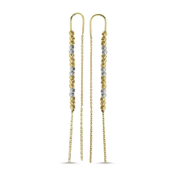 Dorikalı Altın Küpe 14K Sarı ve Beyaz Gold