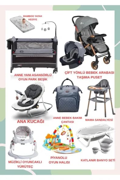 TURHANBEBE BEBEĞİNİZİN TÜM İHTİYAÇLARI LÜX BEBEK ÇEYİZ SETİ KAÇIRILMAYCAK FIRSAT Gri