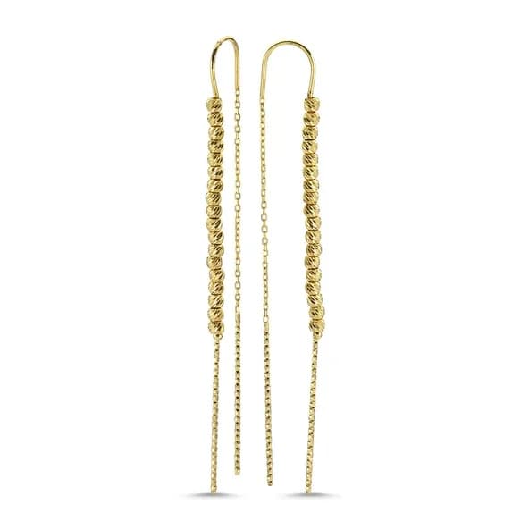 Dorikalı Altın Küpe 14K Sarı Gold 7,0 cm