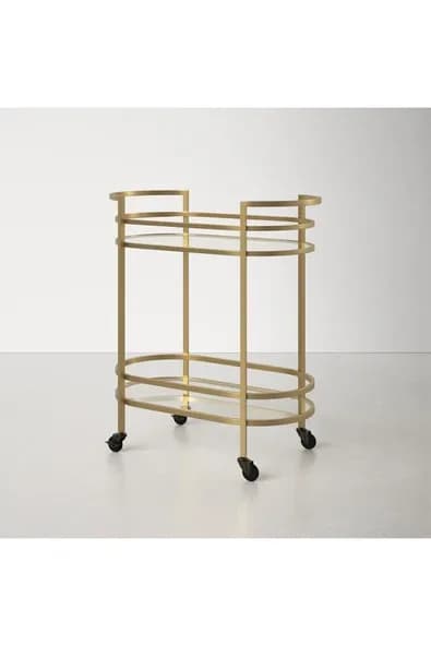 Hitit Dekorasyon Romina Gold Metal&Cam Servis Arabası