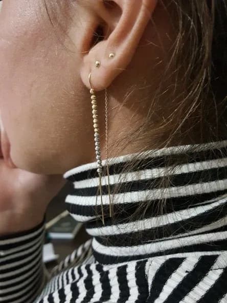 Dorikalı Altın Küpe 14K Sarı Gold 7,0 cm