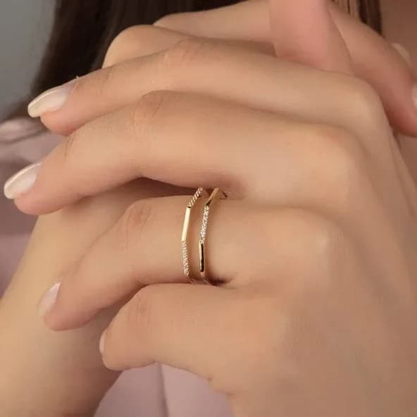 Altın Yüzük Suyolu 14K Gold Taşlı