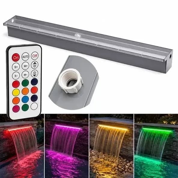 Pm-37795 Havuz Bahçe Şelale Başlığı 90Cm Rgb Led'Li Uzaktan Kontrollü
