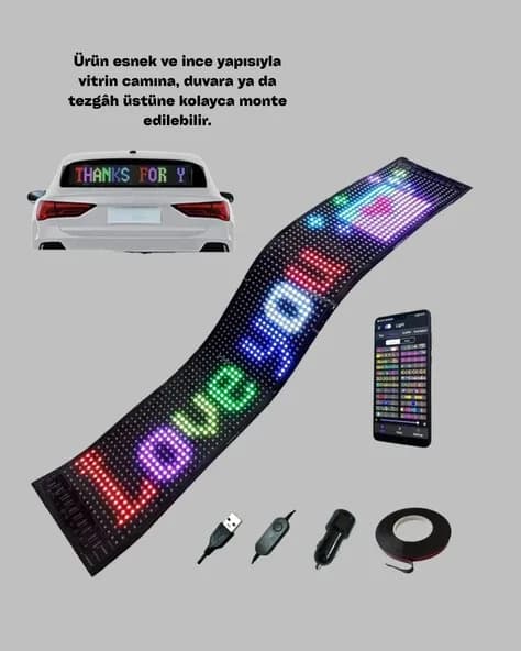 Rgb Renkli Led Ekran Tabela Usb Bağlantılı Kayan Yazı Destekli