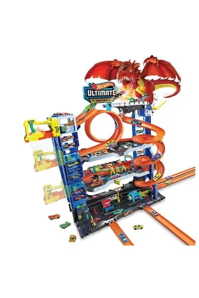 HOT WHEELS Yeni Ultimate Garaj 2 Metal Araba ve 50'den Fazla Arabalık Otopark İçeren Set HKX48