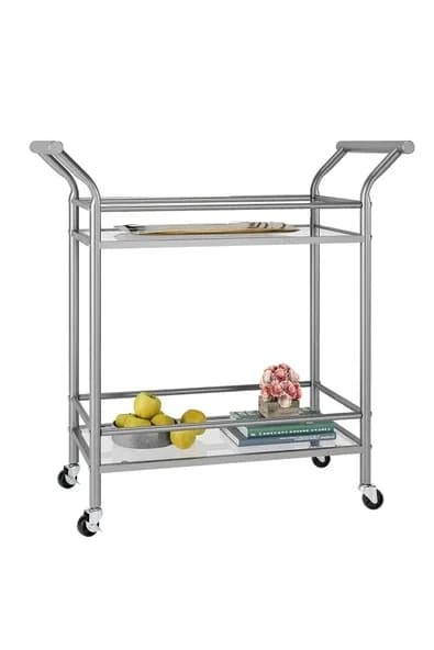 Hitit Dekorasyon Robin Gri Metal&cam Servis Arabası