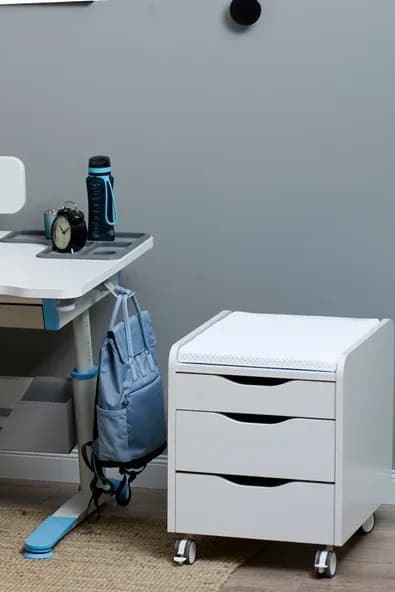 Creo Mobili Çekmeceli Kilitli Tekerlekli Sirius Keson, Oturulabilir Ofis ve Ev Komodini, Ekru/Beyaz