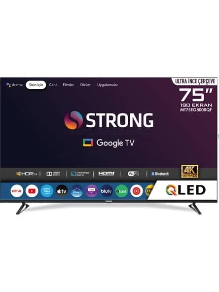 Strong MT75EG8000QF 75" 190 Ekran 4K Ultra HD Dahili Uydu Alıcılı QLED Google TV