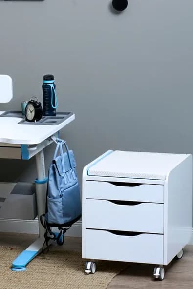 Creo Mobili Çekmeceli Kilitli Tekerlekli Sirius Keson, Oturulabilir Ofis ve Ev Komodini, Beyaz/Beyaz
