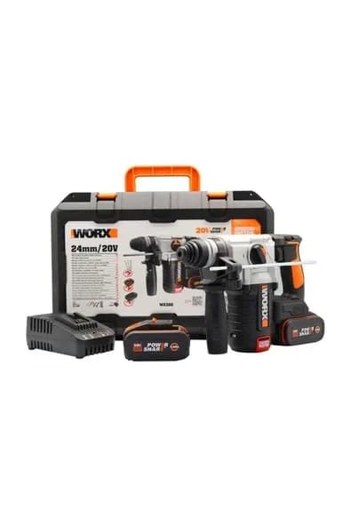 Wx380 20volt 4.0ah. 2.2j Li-ion Çift Akülü Şarjlı Profesyonel Sds-plus Pnömatik Kırıcı/delici